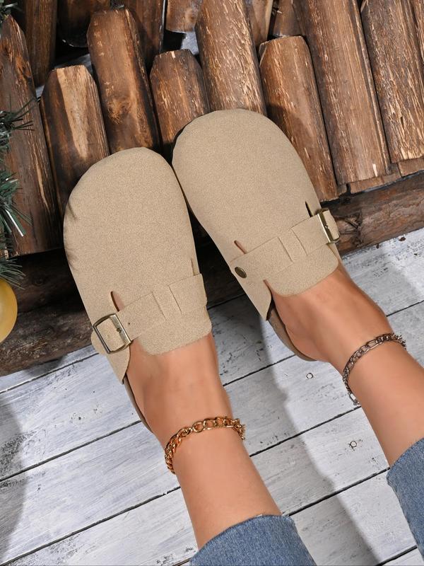 Women's Fashionable Plain Color Belted Slippers, Casual Comfortable Soft Sole Slippers for Indoor & Outdoor Wear, Fashionable Slippers for Daily Wear