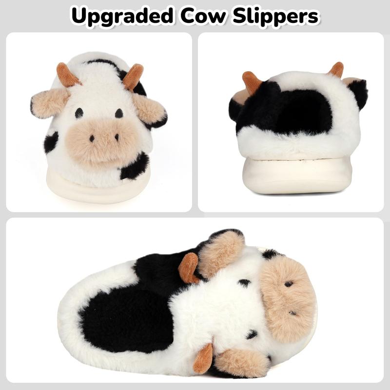 Cow Slippers for Women and Men, Fluffy Cute Cozy Cartoon Cow Cotton House Slipper Womens Milky Cows Animal Preppy Funny Furry Kawaii Bedroom Pillow Cloud Slippers for Women Indoor and Outdoor