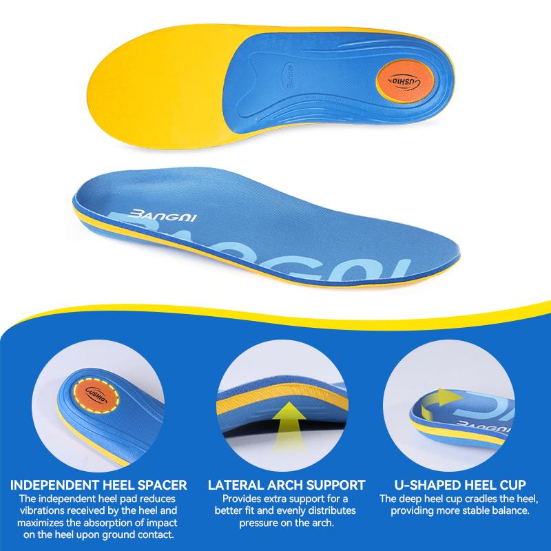 3ANGNI Heavy Duty Support Shock Absorption Insoles, 220+ lbs Arch Support Insole for Men and Women, Work Boot Shoe Insoles