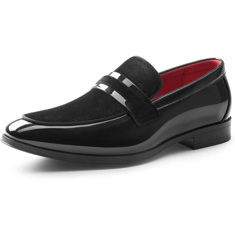 Marc Men's Tuxedo Patent Loafers Classic Velvet Slip-on Dress Shoes