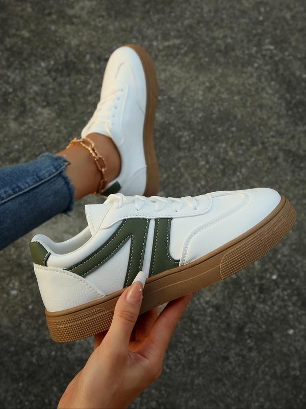 Women's Fashionable Slip on Low Top Sneakers, Casual Comfortable Striped Sports Shoes for Daily Wear, Female All-match Round Toe Shoes for Daily Wear