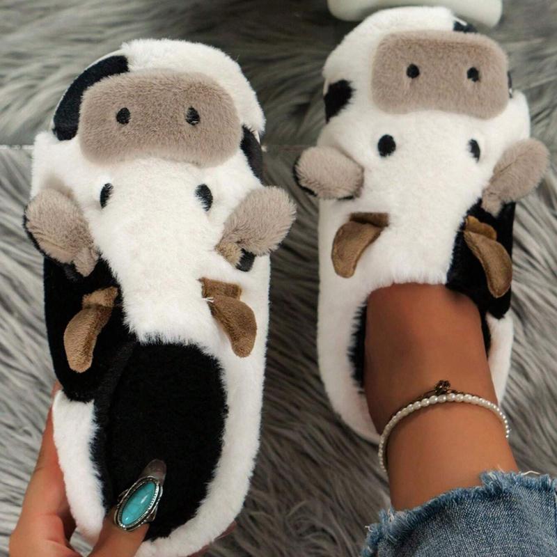 Plush Slippers for Women,Cute Cartoon Home Slippers, Casual Slip On Plush Lined Shoes, Warm Indoor Home Slippers Girl Walking Shoes Comfort Stylish