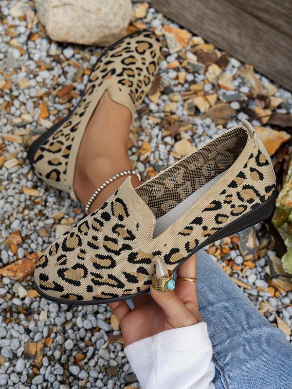 Women's Summer Fashion Leopard Pattern Slip-on Flat Shoes, Casual Pointed Toe Comfortable Shoes, Female All-match Shoes for Daily Wear Pointed Flat Shoes