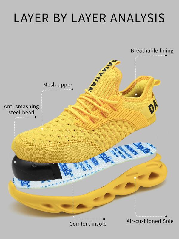 Men's Anti-smash and Anti-puncture Work Shoes, Casual Breathable Comfortable Blade Sole Sports Shoes, Fashionable Non-slip Safety Shoes for Daily Wear