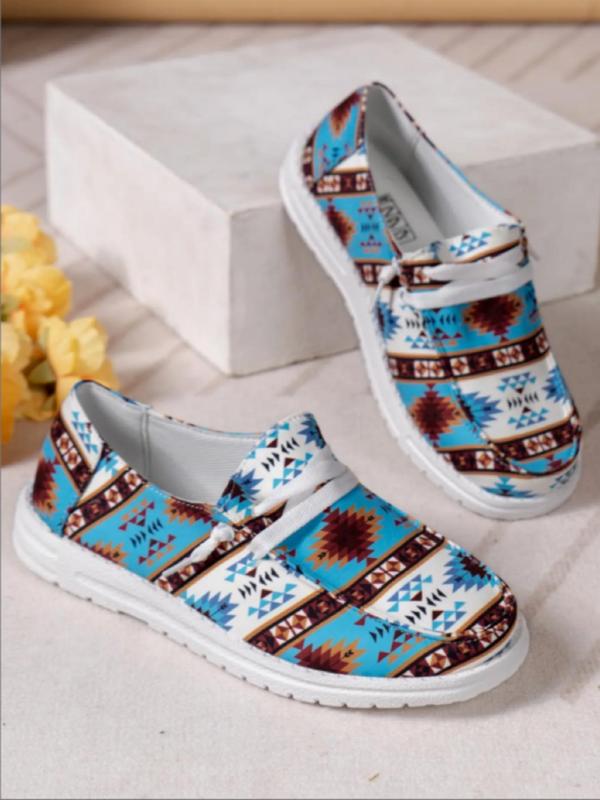 Women's Casual Summer Geometric Graphic Slip Ons, Trendy Soft Lightweight Sneakers, Chic Comfort All-match Retro Slip on Shoes for Daily Footwear for Girl