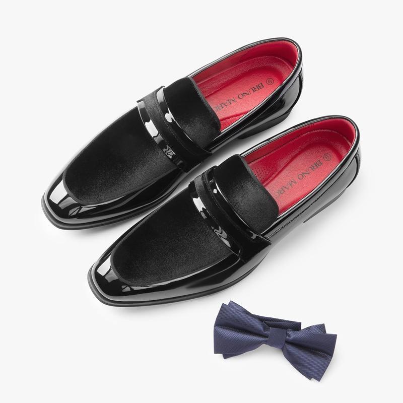 Marc Men's Tuxedo Patent Loafers Classic Velvet Slip-on Dress Shoes