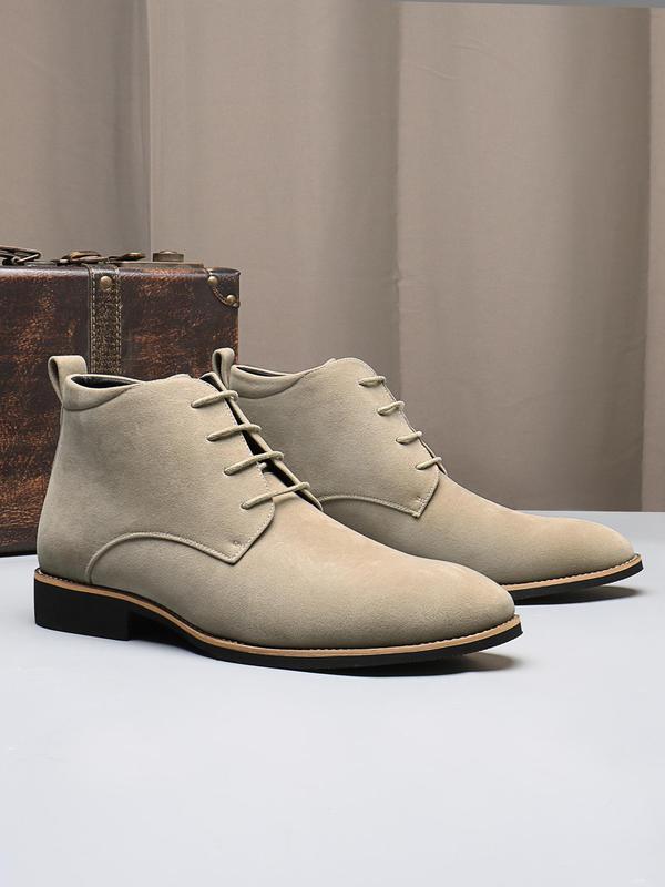 Men's Business Style Solid Color Lace Up Boots, Fashionable Pointed Toe Boots for Work Office, Male All-match Shoes for Daily Wear