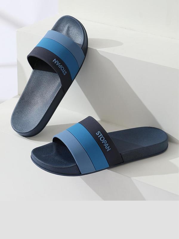 Men's Colorblock Slides, 2024 New Style Casual Comfortable Non-slip Slippers for Indoor Outdoor Wear, Soft Comfy Slippers for Daily Summer Beach Vacation Wear