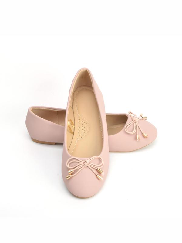 Women's Elegant Style Solid Color Bow Decor Slip on Flats, Casual Comfortable Soft Sole Shoes for Daily & Commuting Wear