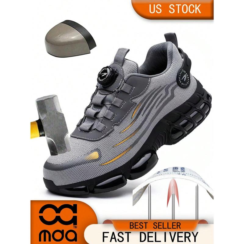 Men's Casual Low Top Work Shoes, Breathable Comfortable Anti-smash and Anti-puncture Shoes, Fashionable Safety Shoes for Daily Wear