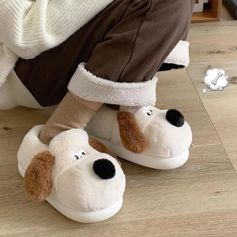 Cute dog plush soft sole, anti slip and warm cotton slippers for men and women  Walking Shoes Shoe Walking Shoes Shoe Walking Shoes Shoe Footwear Girl