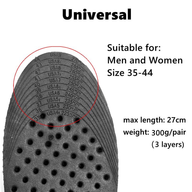 Height Increase Insoles 3 Layers, 1.2 to 2.4 Inches, Universal Breathable Non-Slip Shoe Lift Inserts, Variable Height Increasing Heel Protector Pads with Air Cushion for Women and Men, 1 Pair. (Black)