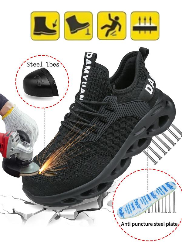 Men's Anti-smash and Anti-puncture Work Shoes, Casual Breathable Comfortable Blade Sole Sports Shoes, Fashionable Non-slip Safety Shoes for Daily Wear