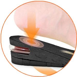 Height Increase Insoles 3 Layers, 1.2 to 2.4 Inches, Universal Breathable Non-Slip Shoe Lift Inserts, Variable Height Increasing Heel Protector Pads with Air Cushion for Women and Men, 1 Pair. (Black)