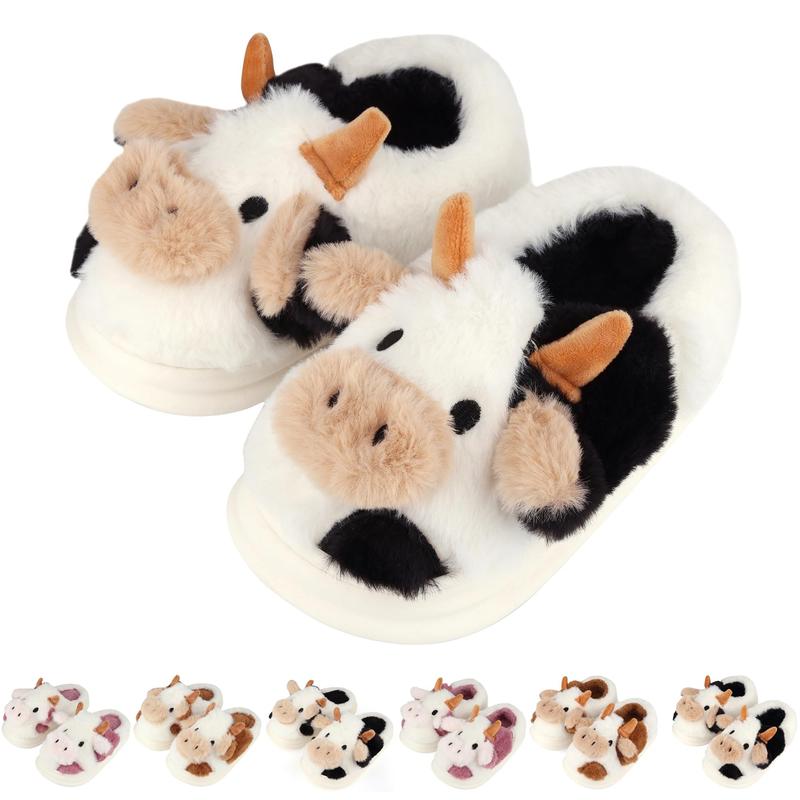 Cow Slippers for Women and Men, Fluffy Cute Cozy Cartoon Cow Cotton House Slipper Womens Milky Cows Animal Preppy Funny Furry Kawaii Bedroom Pillow Cloud Slippers for Women Indoor and Outdoor