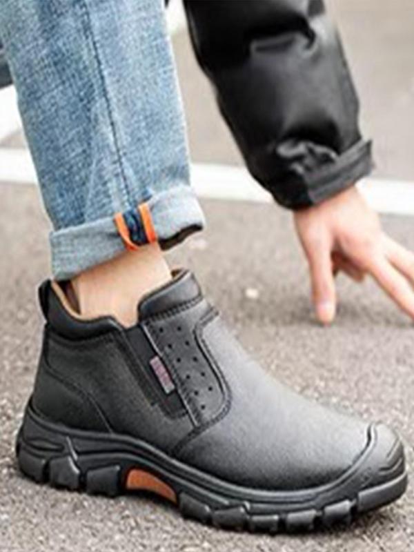 Men's Casual Fashion Slip on Work Shoes, Lightweight Breathable Comfortable Anti-smash and Anti-puncture Shoes, Safety Shoes for Work