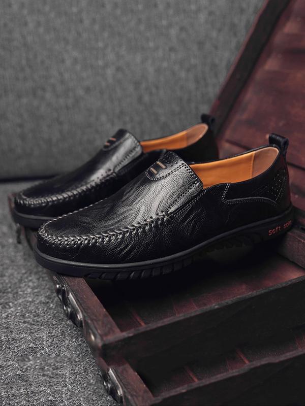 Men's Fashionable Plain Color Slip on Loafers, Casual Comfortable Soft Sole Non-slip Shoes, All-match Commuter Shoes for Work & Daily Wear