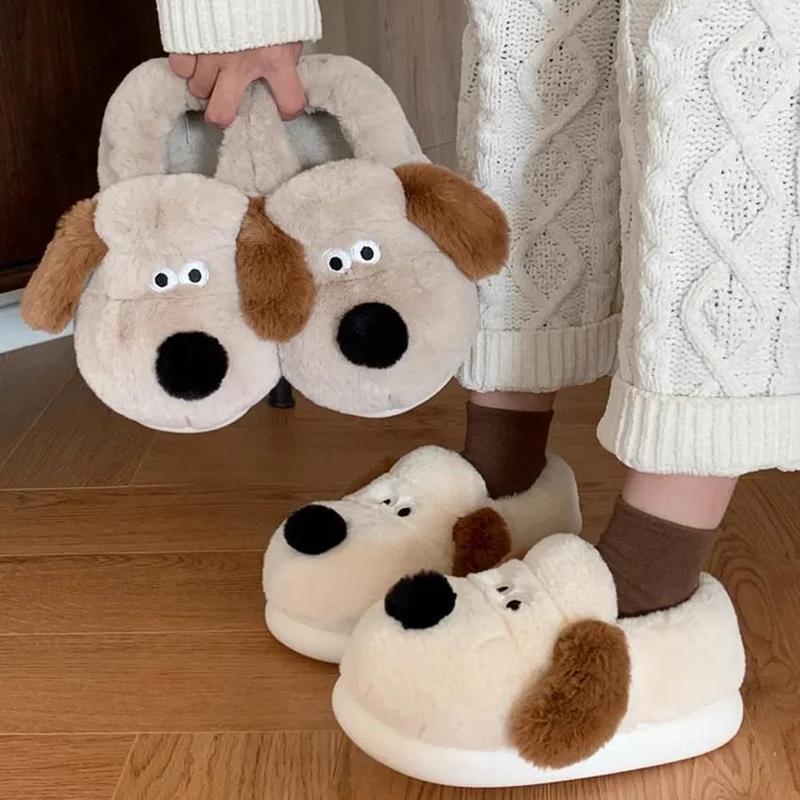 Cute dog plush soft sole, anti slip and warm cotton slippers for men and women  Walking Shoes Shoe Walking Shoes Shoe Walking Shoes Shoe Footwear Girl