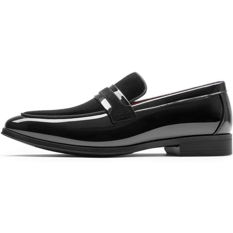 Marc Men's Tuxedo Patent Loafers Classic Velvet Slip-on Dress Shoes