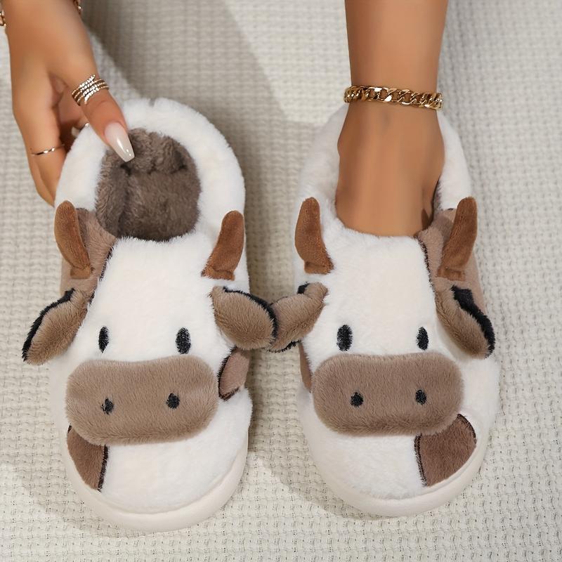 Plush Slippers for Women,Cute Cartoon Home Slippers, Casual Slip On Plush Lined Shoes, Warm Indoor Home Slippers Girl Walking Shoes Comfort Stylish