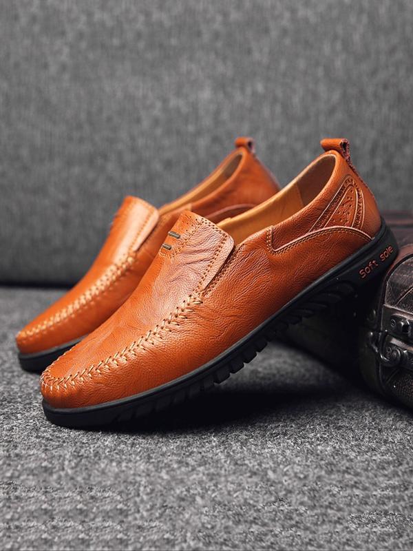 Men's Fashionable Plain Color Slip on Loafers, Casual Comfortable Soft Sole Non-slip Shoes, All-match Commuter Shoes for Work & Daily Wear