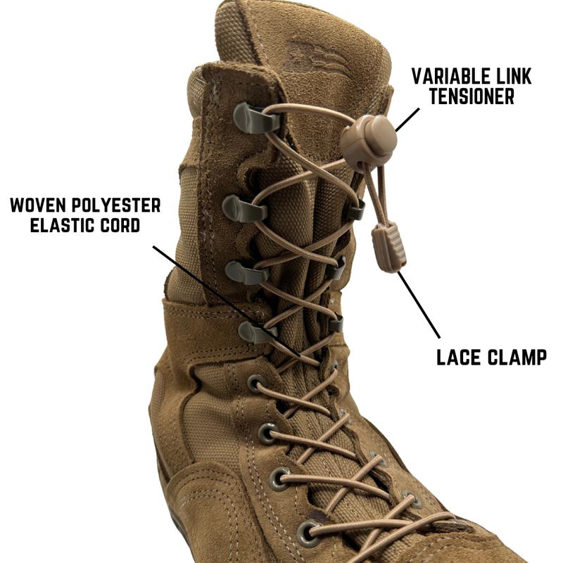 Lacelinks Elastic Combat Bootlaces - High Strength Polyester - Cut to Length 98in