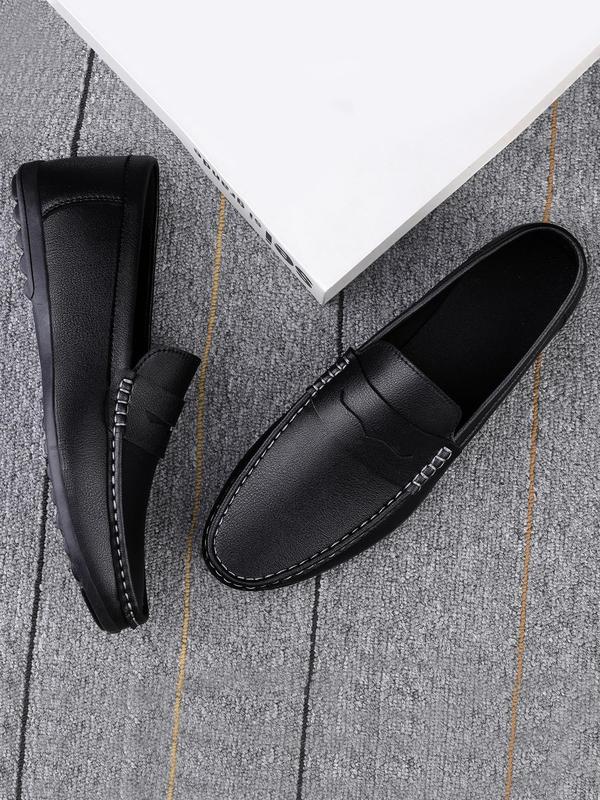 Men's 1 Pair Minimalist Plain Round Toe Slip-on Shoes, Casual Business Style Flat Shoes For Daily Wear, Lightweight Breathable Comfortable Shoes