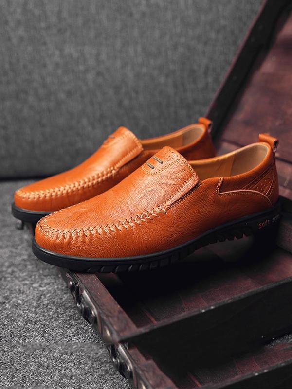 Men's Fashionable Plain Color Slip on Loafers, Casual Comfortable Soft Sole Non-slip Shoes, All-match Commuter Shoes for Work & Daily Wear