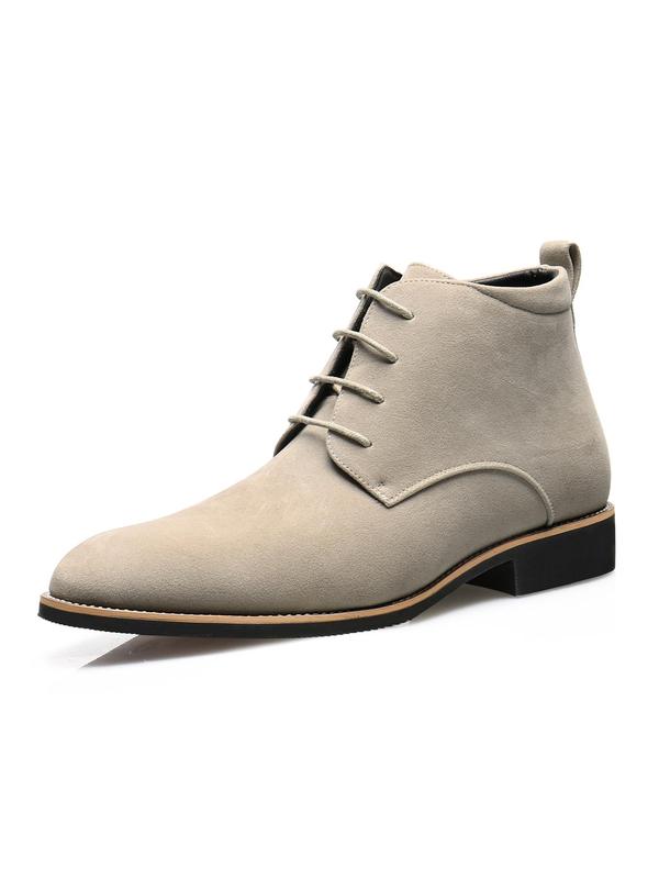 Men's Business Style Solid Color Lace Up Boots, Fashionable Pointed Toe Boots for Work Office, Male All-match Shoes for Daily Wear