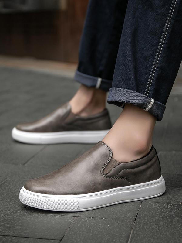 Men's Fashionable Solid Color Slip on Skate Shoes, Casual Comfortable Non-slip Skate Shoes, Business Male Shoes for Daily Wear