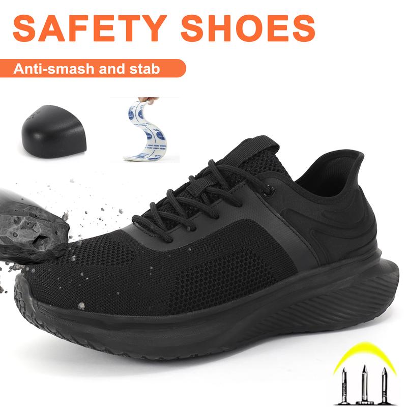 2024 Men's Steel Toe Safety Running Shoes Lightweight, Breathable, Smash-Proof and Stab-Proof Work Shoes Non-slip and Wear-Resistant Synthetic Upper