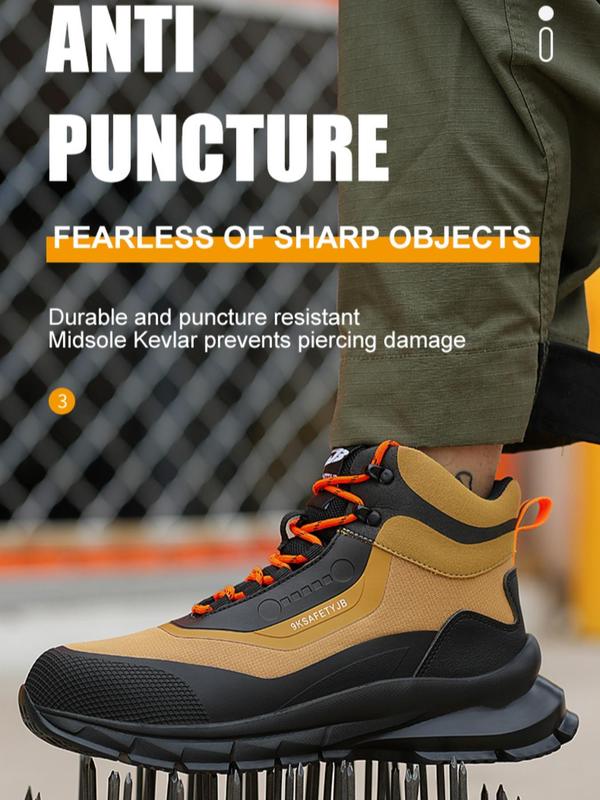 Men's Sporty Lace-up Free Safety Shoes,  Shoes for Healthcare Workers, Casual Comfortable Breathable Work Shoes, Fashionable Anti-smash & Anti-puncture Shoes for Daily Wear Fall