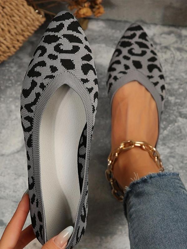 Women's Summer Fashion Leopard Pattern Slip-on Flat Shoes, Casual Pointed Toe Comfortable Shoes, Female All-match Shoes for Daily Wear Pointed Flat Shoes