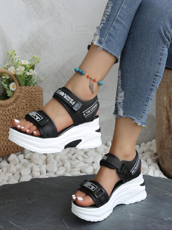 Women's Fashionable Velcro Platform Sandals, Casual Comfortable Platform Sandals for Summer, Female All-match Round Toe Sandals for Daily Wear