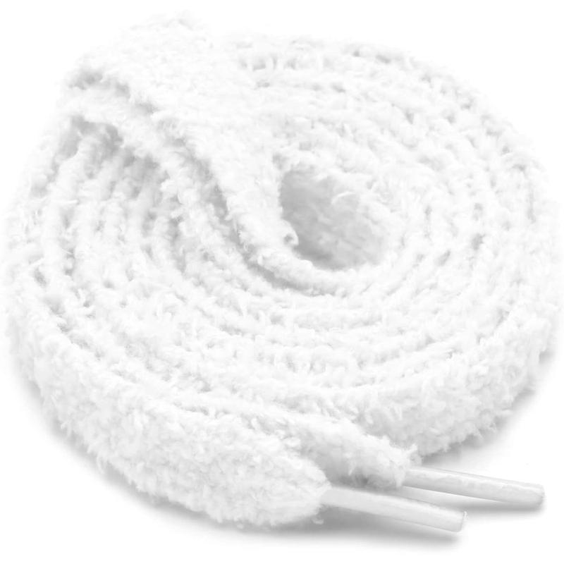 Flat fuzzy shoe laces: soft wide plush shoelaces 2 pair