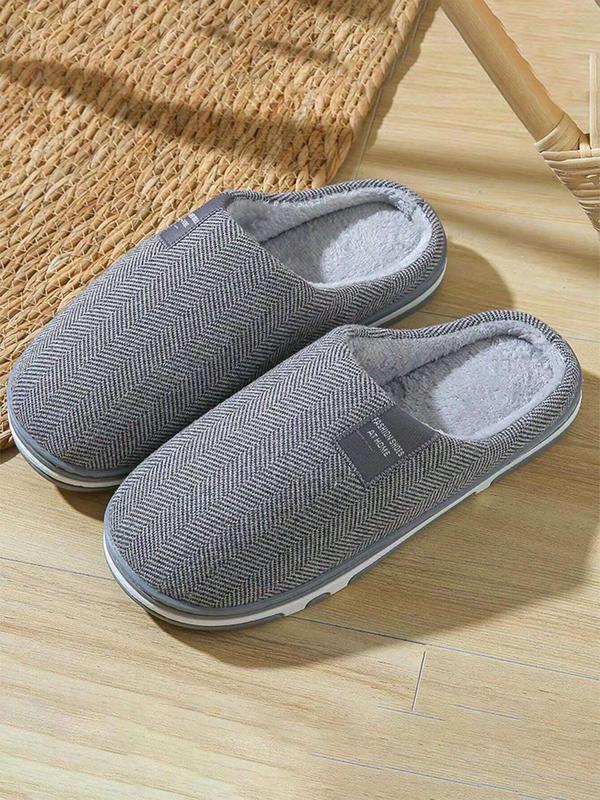 Women's Letter Patched Design Plush Slippers, Casual Soft Comfortable Home Slippers, Warm Slippers for Indoor & Outdoor Use for Fall & Winter