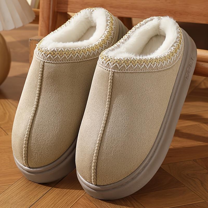 A Comfortable Neutral Casual Slipper with Memory Foam Insole, Warm Fabric Lining, Stitched Upper Design and Non-Slip Rubber Outsole-Portable Indoor Shoes Suitable for All Seasons