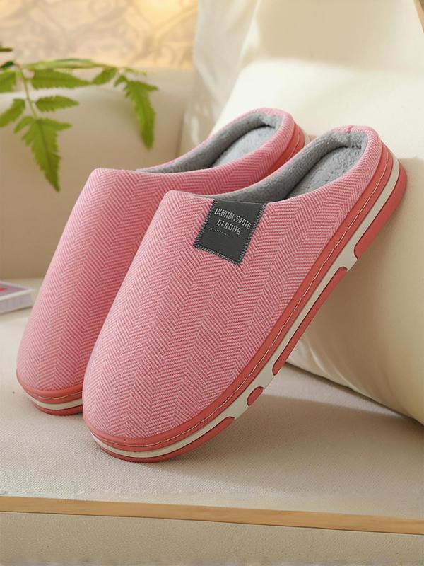 Women's Letter Patched Design Plush Slippers, Casual Soft Comfortable Home Slippers, Warm Slippers for Indoor & Outdoor Use for Fall & Winter