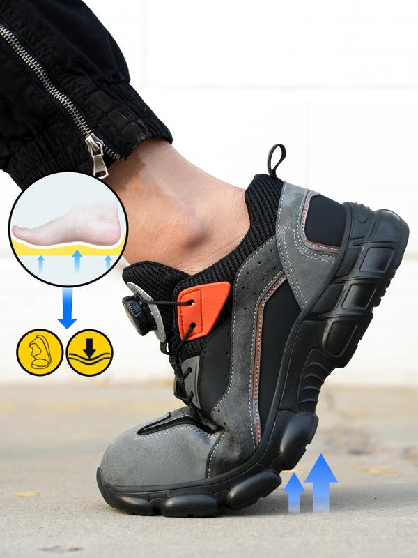 Men's Anti-smashing & Anti-piercing Steel Toe Work Shoes, Lightweight Breathable Comfortable Sports Shoes, Fashionable Non-slip Safety Shoes for Outdoor