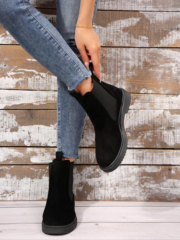 Women's Fashionable Solid Color Ankle Boots, Casual Comfortable Round Toe Boots for Daily Wear, Female All-match Trendy Shoes for Daily Wear