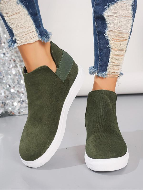 Women's Fashionable Solid Color Slip-on Platform Boots, Casual Comfortable Boots for Daily Wear, Female All-match Trend Shoes for Daily Wear