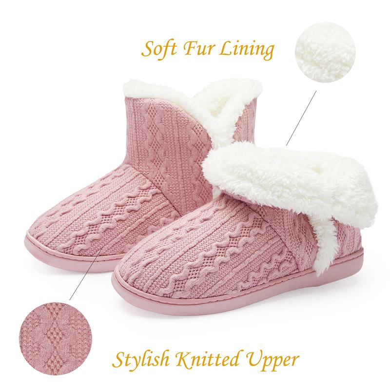 NineCiFun Women's Fuzzy Winter Boot Slippers Knitted Ankle Boots Slippers Warm House Shoes Outdoor Indoor with Plush Fur Lining