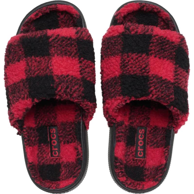 Crocs Unisex Adult Classic Buffalo Check Slide, Fuzzy Slide Sandals