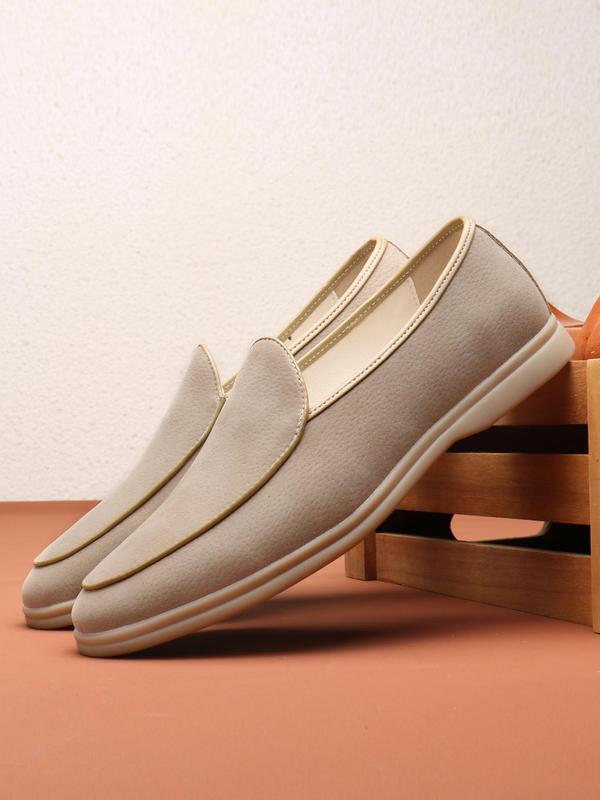 Men's Business Solid Color Slip-on Shoes, 2024 New Style Casual Comfortable Round Toe Flat Shoes for Men, Breathable Soft Sole Loafers for Daily Outdoor Wear