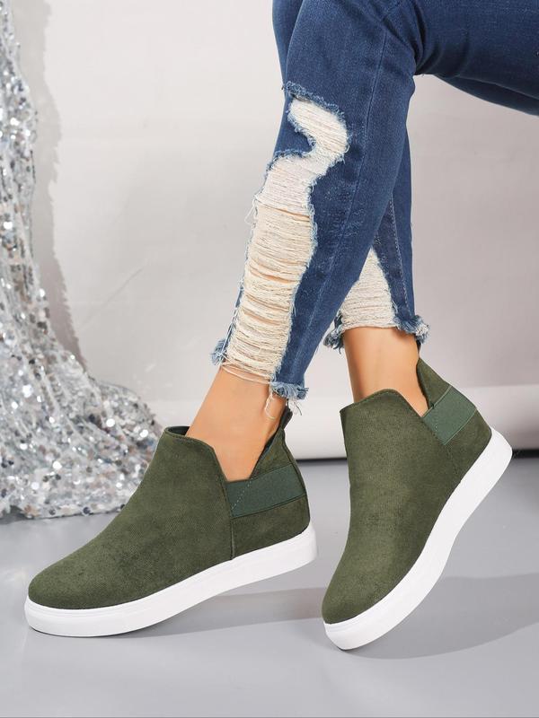 Women's Fashionable Solid Color Slip-on Platform Boots, Casual Comfortable Boots for Daily Wear, Female All-match Trend Shoes for Daily Wear