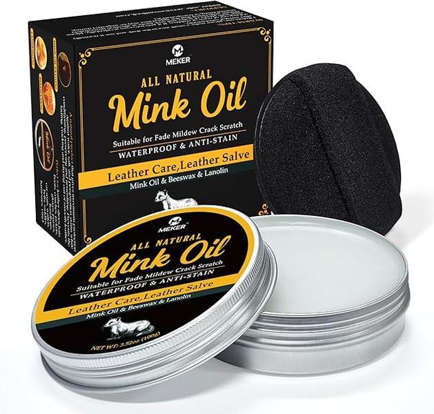 MEKER Mink Oil for Leather Boots, Leather Conditioner and Cleaner 3.52 oz-All-Natural Waterproof Soften and Restore Shoes