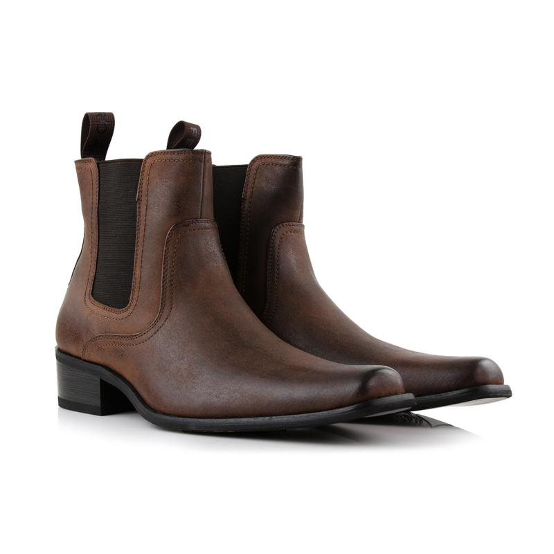 Ferro Aldo Tanner high-tip western style chelsea boots, in Maple Brown, Men's Size 6.5 - 13