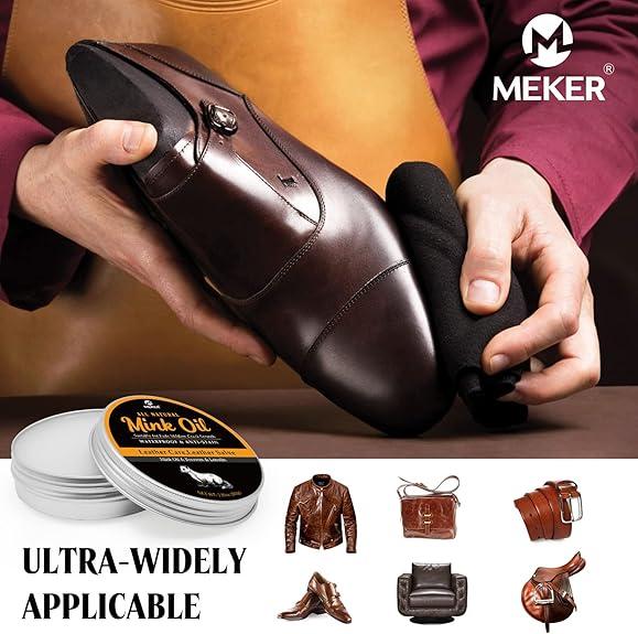 MEKER Mink Oil for Leather Boots, Leather Conditioner and Cleaner 3.52 oz-All-Natural Waterproof Soften and Restore Shoes