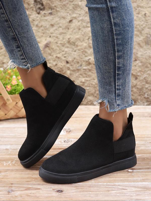 Women's Fashionable Solid Color Slip-on Platform Boots, Casual Comfortable Boots for Daily Wear, Female All-match Trend Shoes for Daily Wear