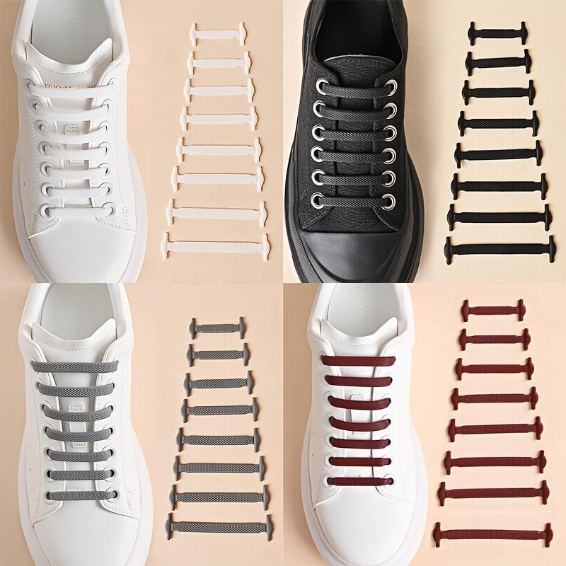 Cobbler's Closet - 16pcs No-Tie Elastic Silicone Shoe Laces - Easy Slip-On for Skate, Casual & Sneakers, Unisex, Solid Color, PVC